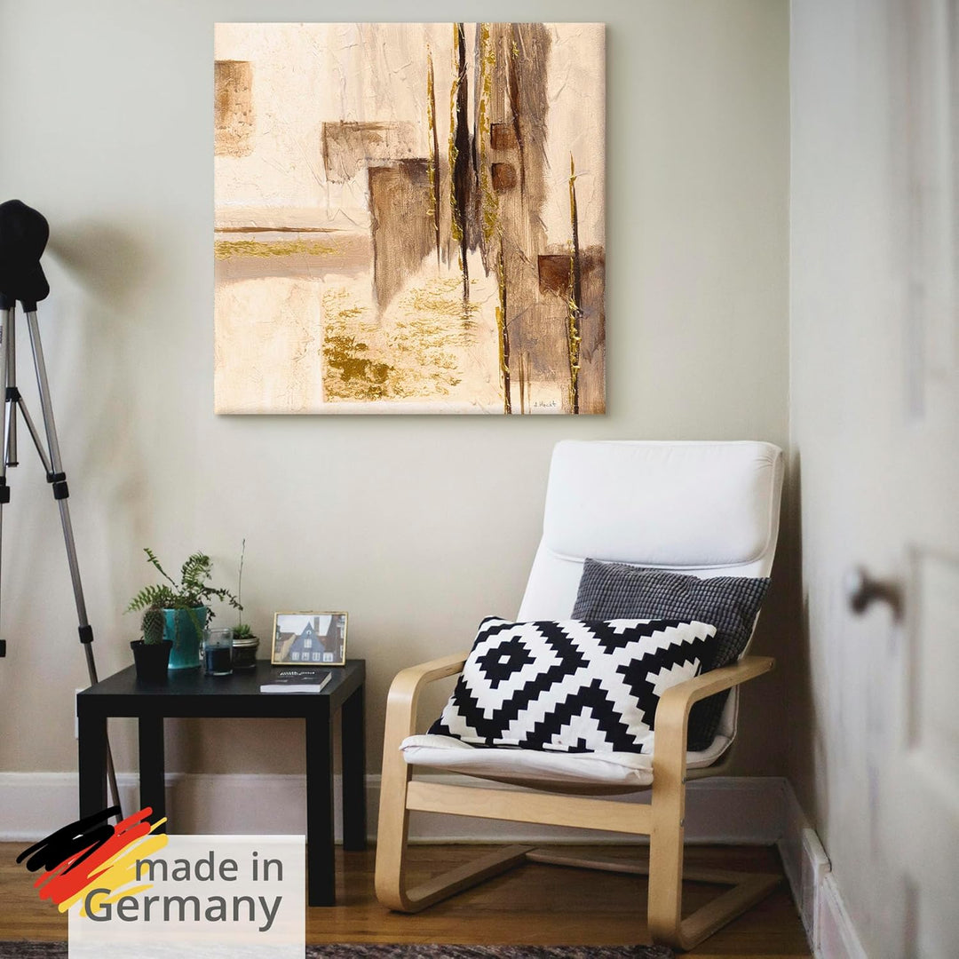 ARTland Leinwandbilder Wandbild Bild auf Leinwand 70 x 70 cm Abstrakte Motive Muster Malerei Creme A