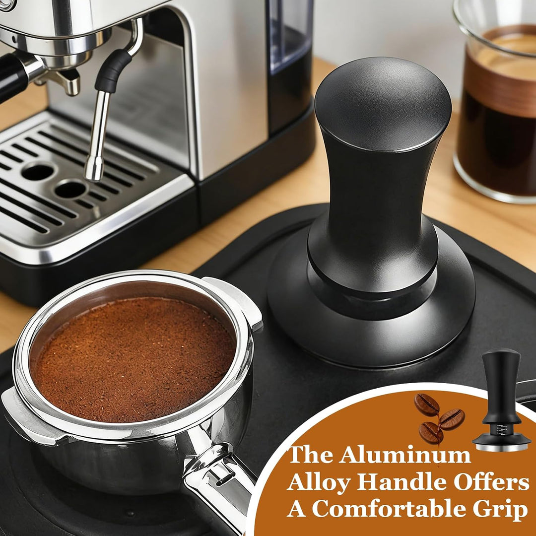 Kaffee Tamper 58mm mit einstellbarem Druck & automatischem Federmechanismus - Edelstahl Basis für gl