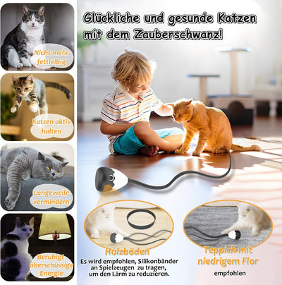 lifefav Katzenspielzeug für Hauskatzen, 2-in-1 magisches Silikon-Schwanzspielzeug, automatisches int