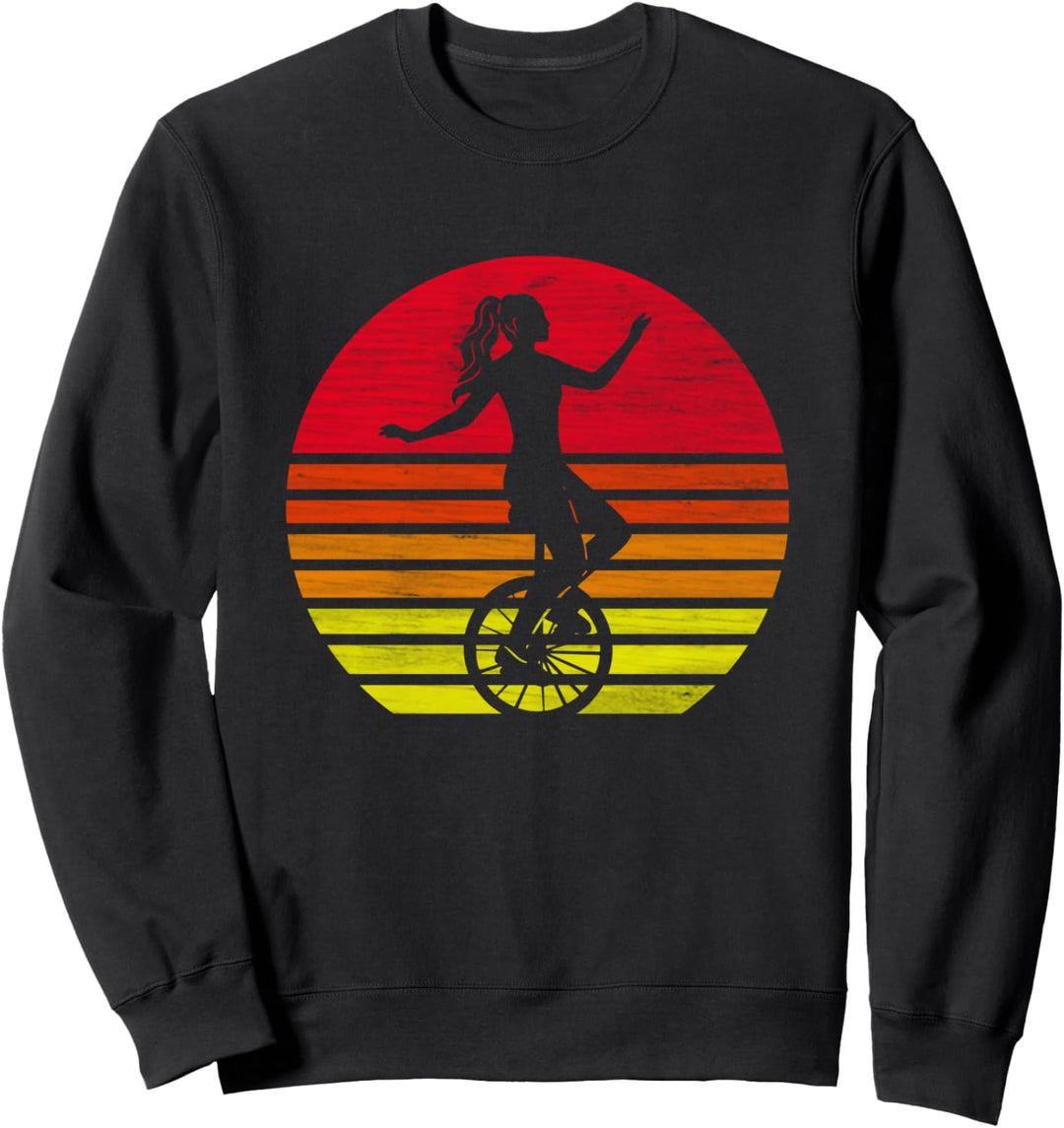 Retro Einrad Mädchen Silhouette Sweatshirt