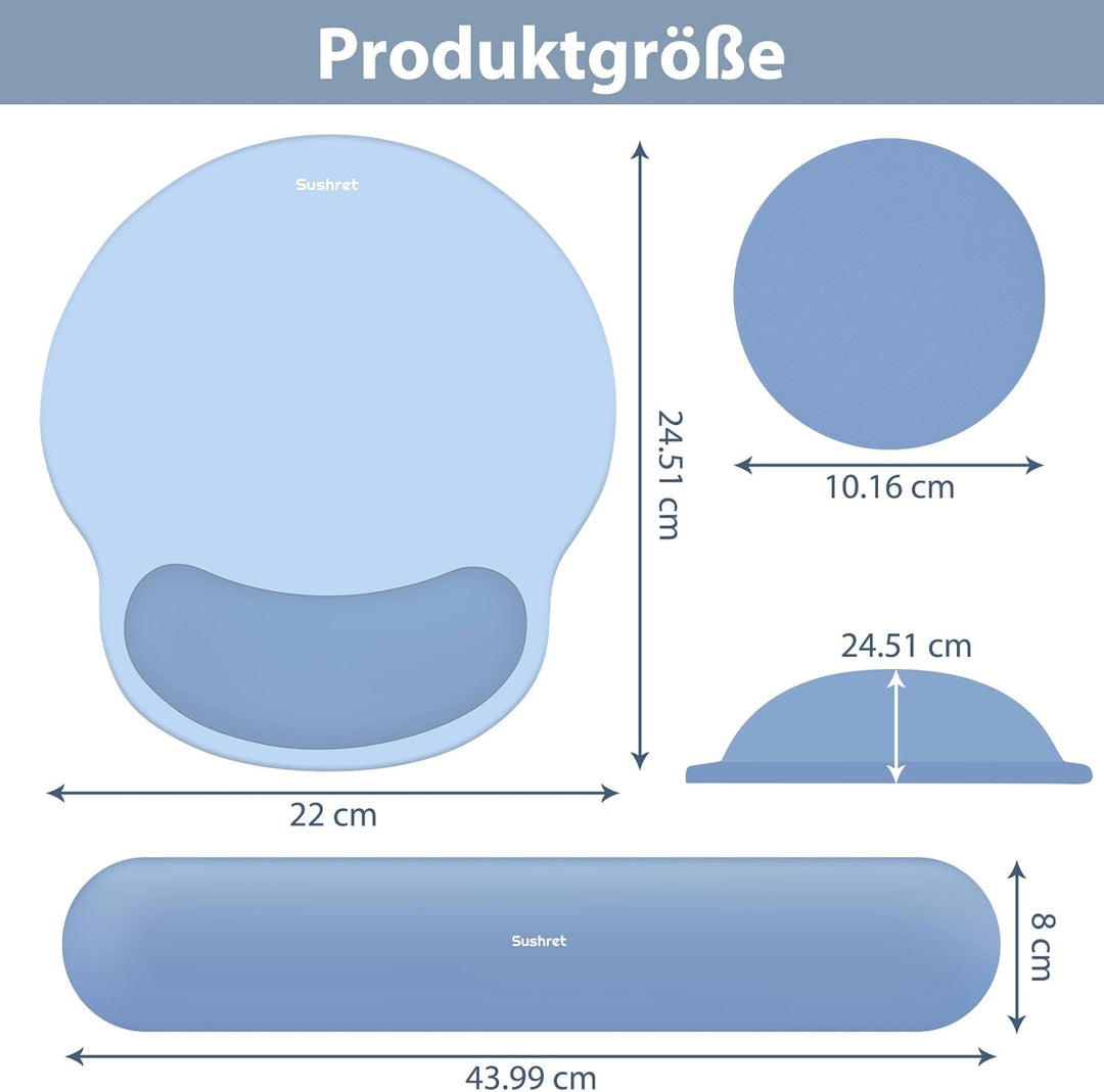 Sushret Mauspad & Tastatur Handballenauflage, 3-in-1 Ergonomisches Gel Memory Foam Handballenauflage