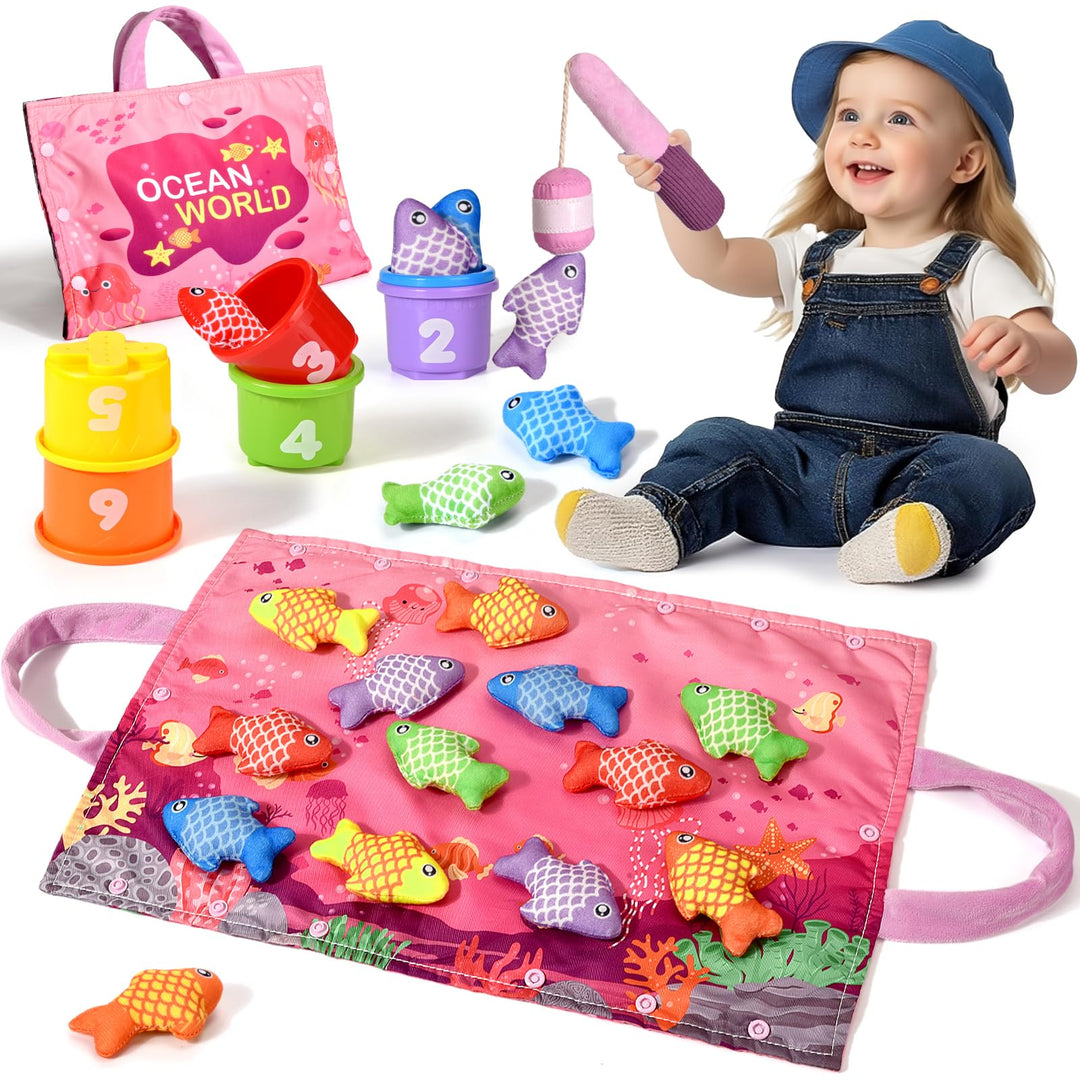 Baby Spielzeug ab 1 2 Jahr, Rosa Angelspiel für Kinder 6 9 12 18 Monate, Lernspiele, Motorikspielzeu