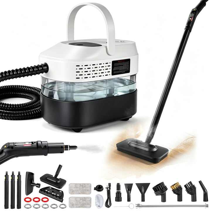 RUIZHI Dampfreiniger Handgerät mit 18 Zubehör, 1.6L Steam Cleaner, Dampfdruck 3Bar, Aufheizzeit 10s,