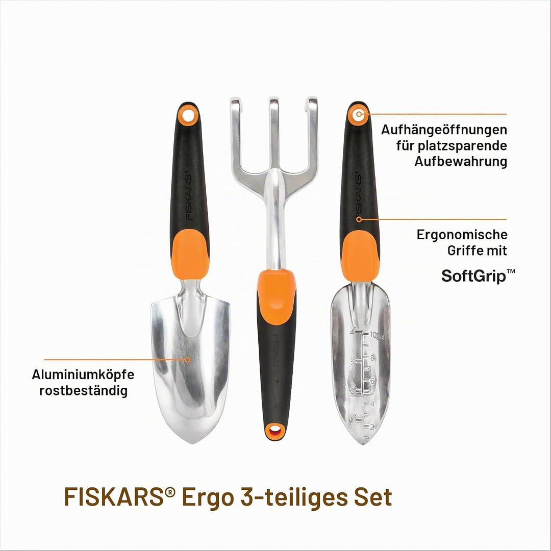 Fiskars Ergo Gartenwerkzeug-Set Recyclable Package schwarz/orange, Recyclable Package