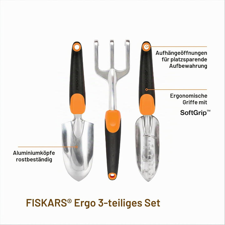 Fiskars Ergo Gartenwerkzeug-Set Recyclable Package schwarz/orange, Recyclable Package