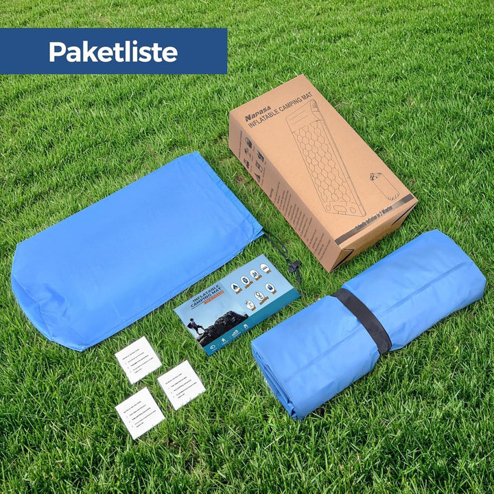 NAPASA Isomatte Camping, 14CM Verdicktes Aufblasbare Matratze mit Eingebauter Fusspresse Pumpe & Kis