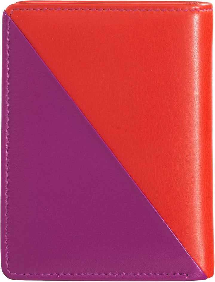 DUDU Kleine Damen-Brieftasche aus farbigem Leder mit Kartenfächern und Münzfach mit Reissverschluss