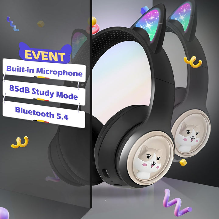 Bluetooth Kopfhörer Kinder, Faltbar 85dB Mädchen Kopfhörer Over Ear, Kabellos Kinderkopfhörer mit LE