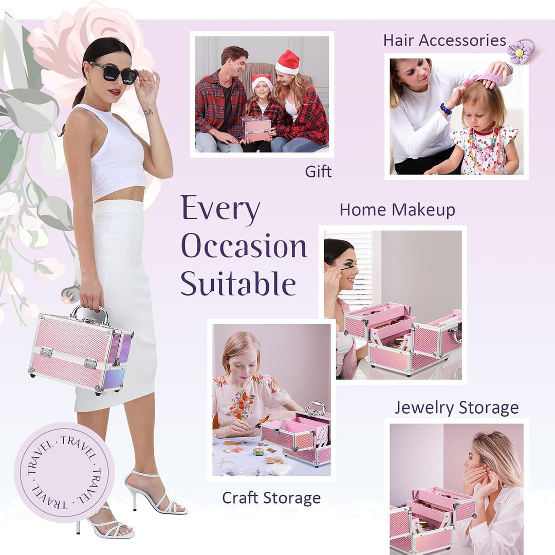 Kosmetikkoffer Schminkkoffer Leer Make up Koffer Abschliessbare Beauty Case Kosmetik Organizer mit S