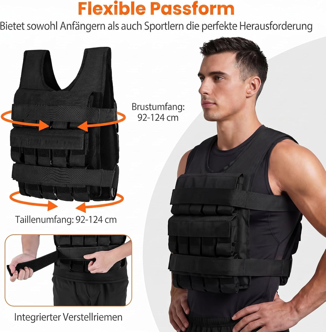 COSTWAY Gewichtsweste 20/30 kg, Brustgrösse Verstellbar, Trainingsweste mit abnehmbaren Eisensandsäc
