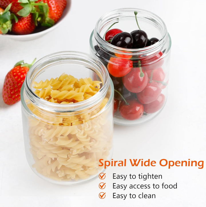 VINATO Meal Prep Gläser 6er Set mit Deckel | 3x480ml + 3x350ml Overnight Oats Behälter, Stapelbare J