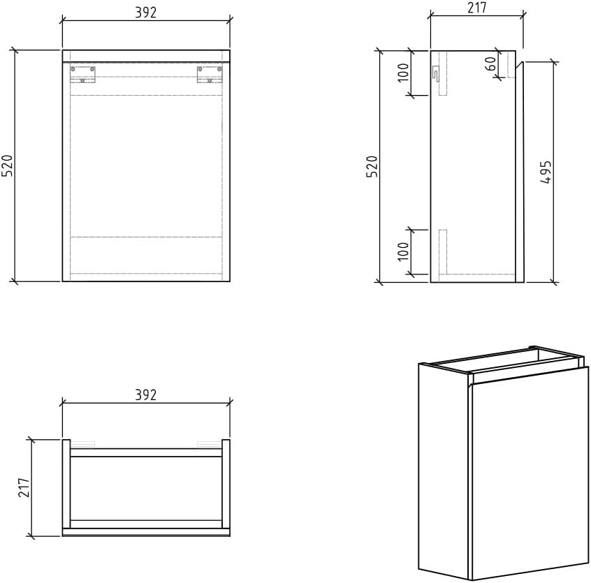 WC Badmöbel Angela 40x22 cm Eiche - Schrank Waschbecken Badezimmer Toilette Eiche 40cm, Eiche 40cm