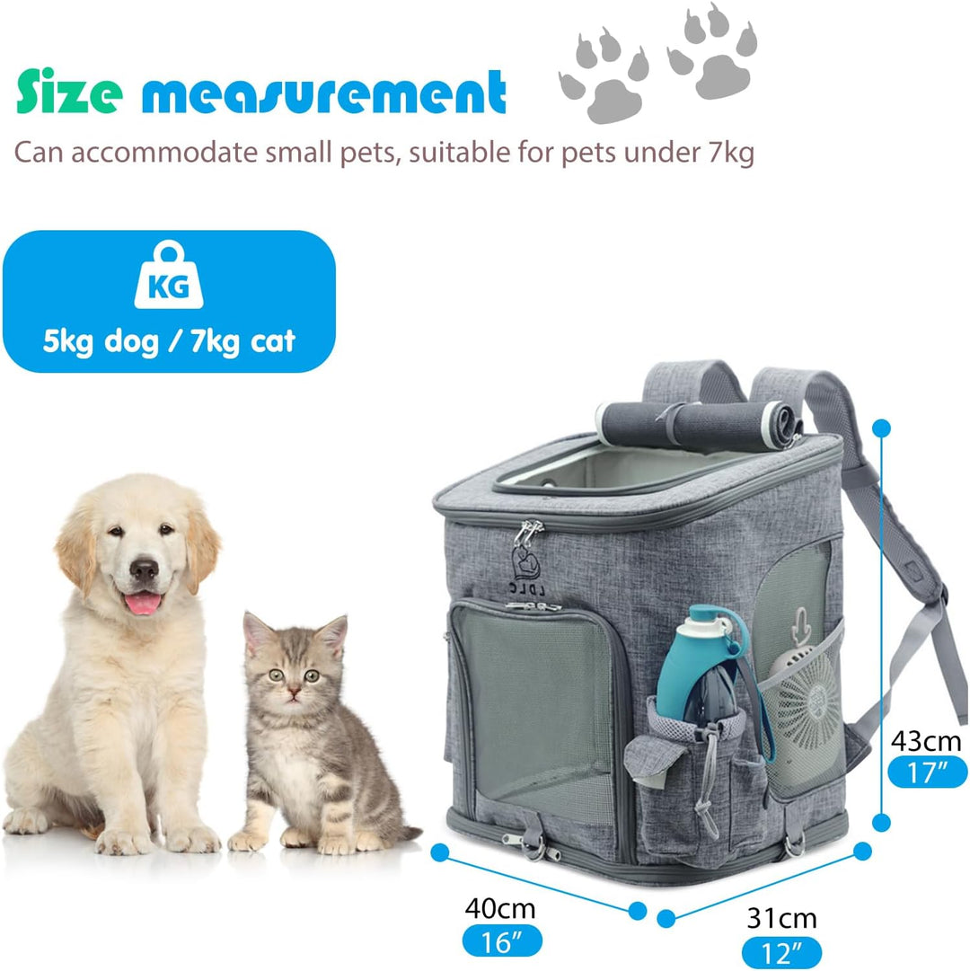 PETCUTE Hunderucksack,Faltbarer Katzenrucksack für Katzen und Hunde mit Abnehmbare Matte,Atmungsakti