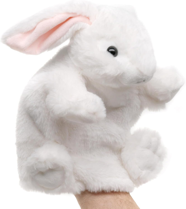 Uni-Toys - Handpuppe Hase (weiss) - 24 cm (Höhe) - Plüsch-Puppe, Kaninchen - Plüschtier, Kuscheltier