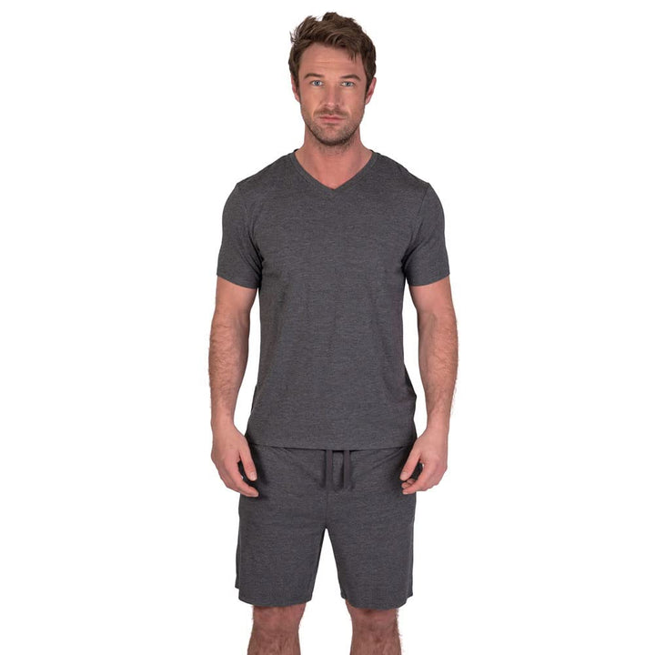 Light & Shade Pyjama-Set mit Oberteil und kurzer Hose für Herren, Holzkohle Mergel, S S Holzkohle Me