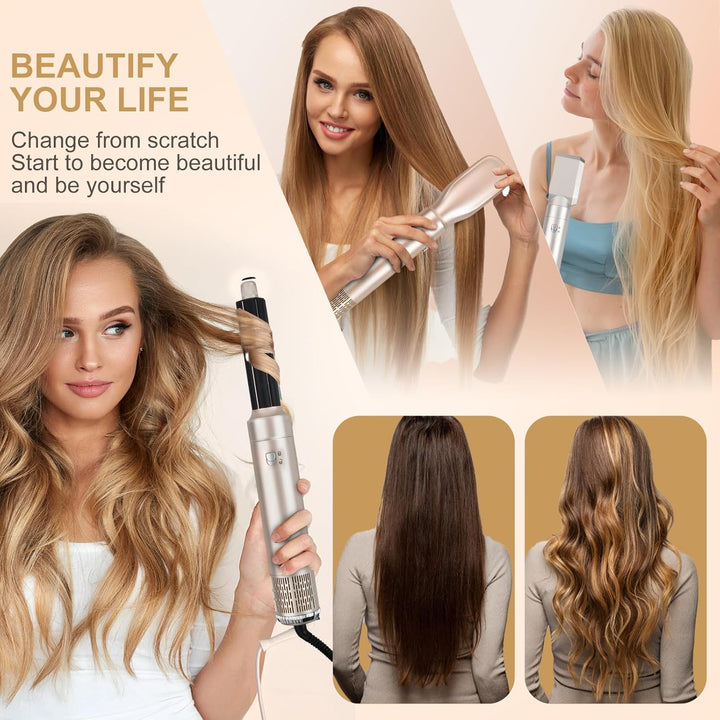 Litinliv 6 In 1 Lockenstab,Hairstyler 6 in 1 Hair Styler set,Lockenstab Warmluft Curler,1000W Haarst