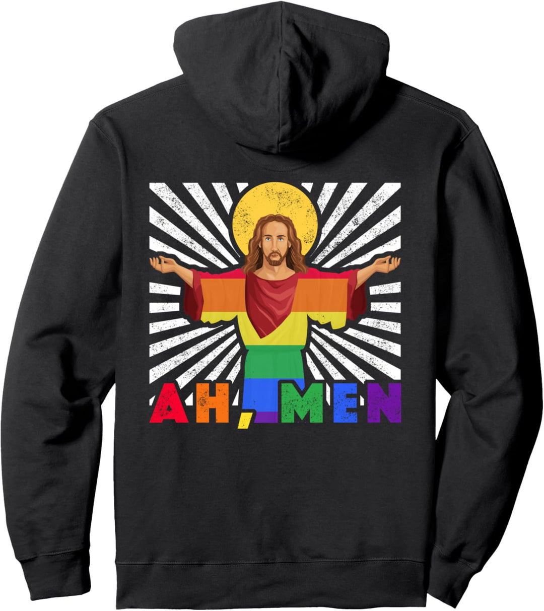 Lustiges Gay Pride LGBTQ Regenbogen Fahne Jesus Outfit Pullover Hoodie