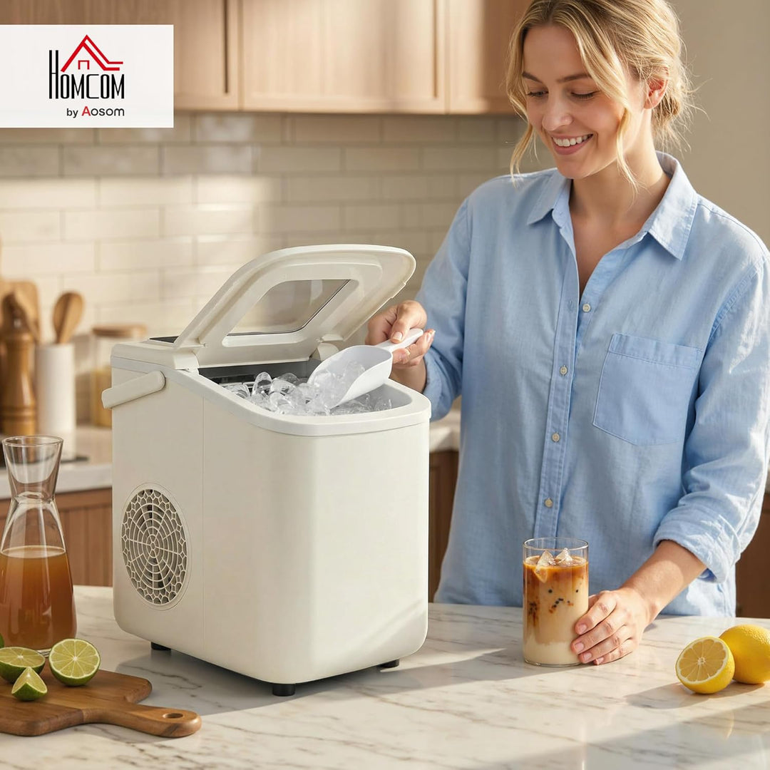 HOMCOM Eiswürfelmaschine Klein 12 kg 24 Std., 9 Eiswürfel in 7-10 Minuten, 2 Grössen von Eiswürfeln,