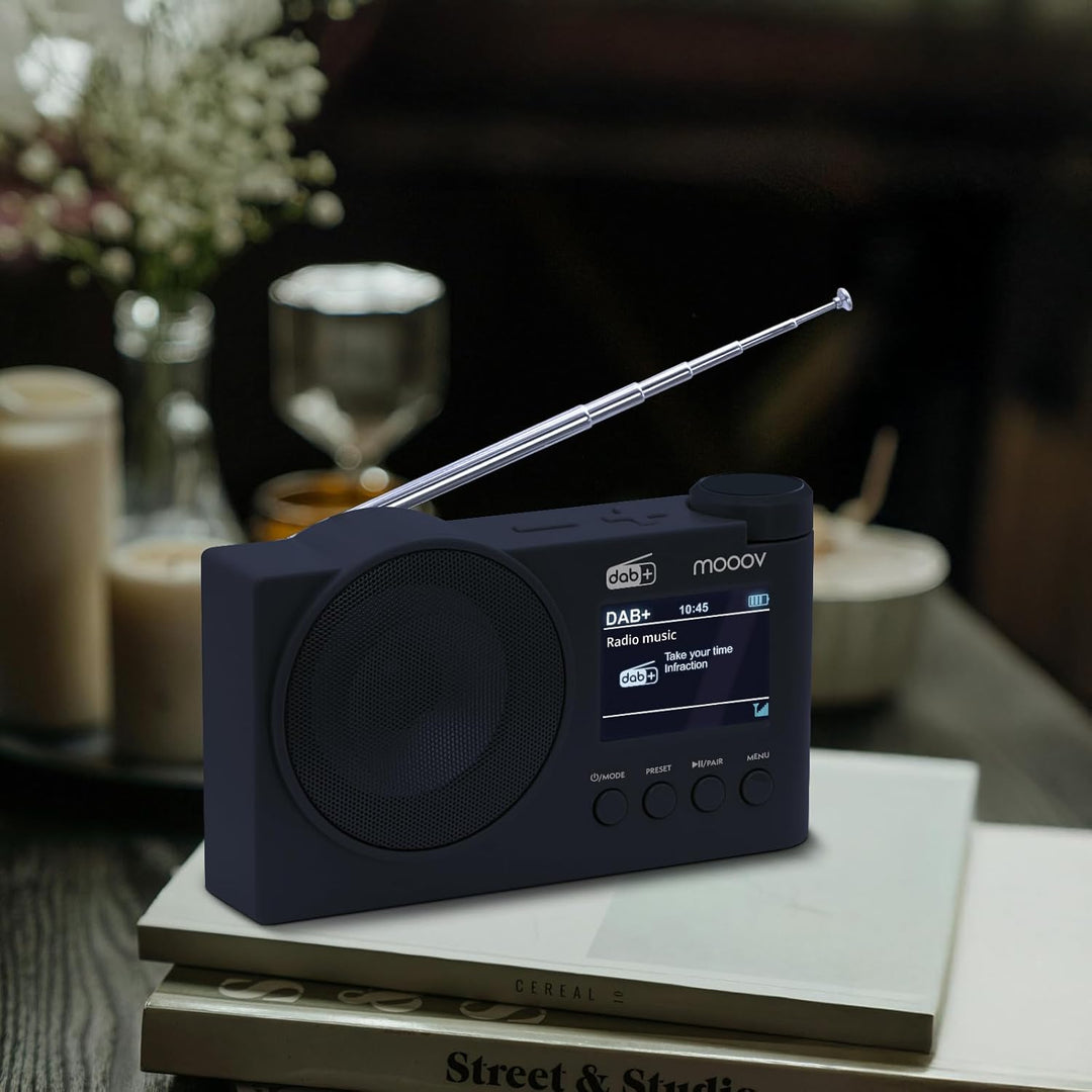 MOOOV 477254 Tragbares Digitalradio Dab/Dab Plus/FM, Bluetooth und USB – Weckerfunktion, Farbdisplay