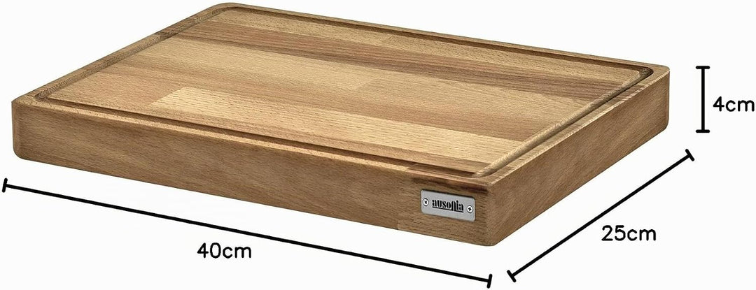 AUSONIA - 66440 FLEISCHER SCHNEIDEBRETT BUCHENHOLZ SCHNEIDEBRETT 40x25x4 MIT MIT GUMMIFÜSSEN