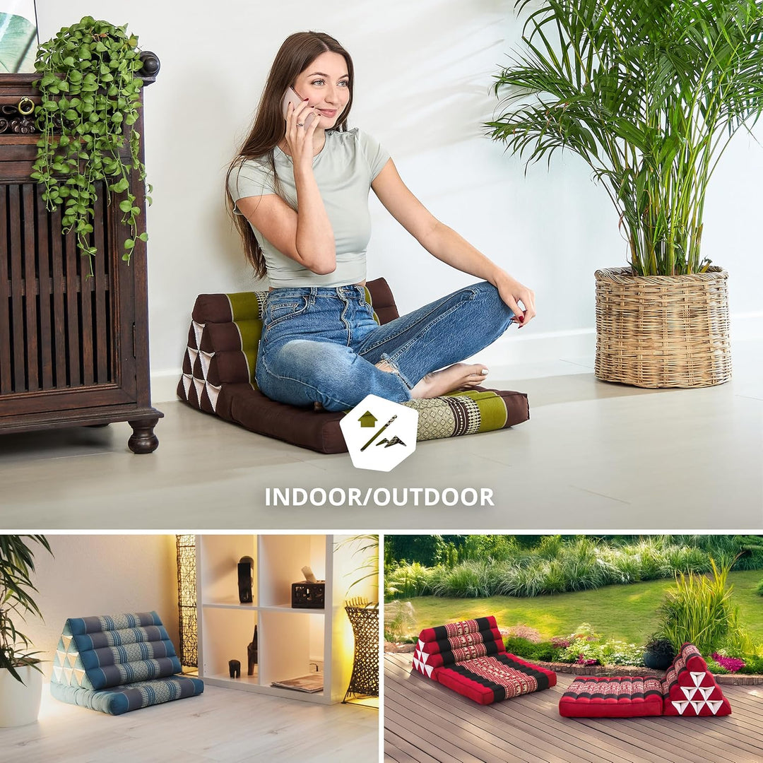 livasia Thaikissen mit 1 Auflage, Dreieckskissen mit Sitzkissen, Keilkissen mit Kapok, Rückenkissen