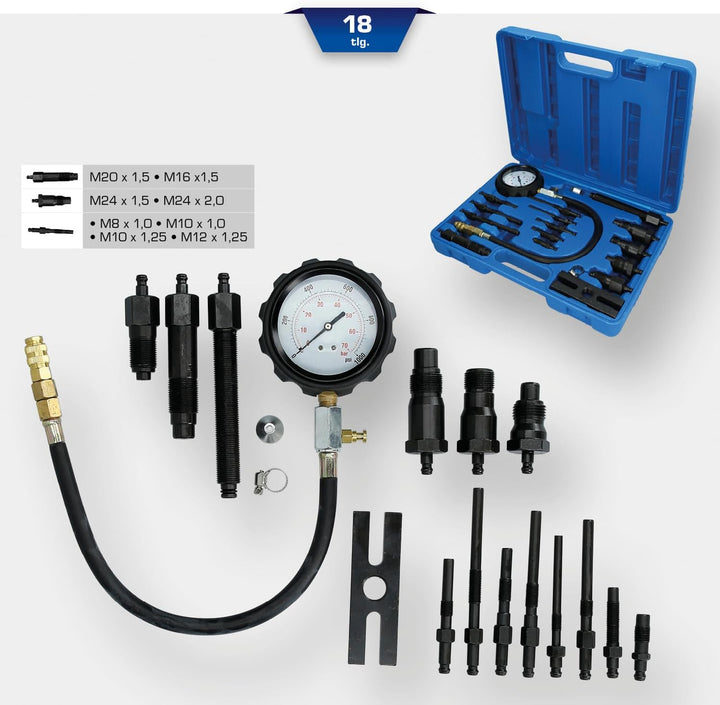 BRILLIANT TOOLS BT581000 Kompressionstester-Satz für Diesel Motoren, 18-tlg [Powered by KS TOOLS] 18