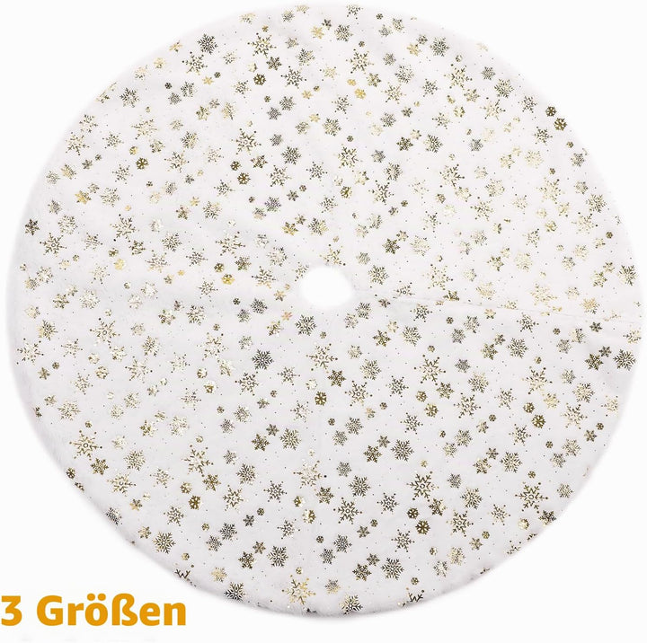 KONVINIT Weihnachtsbaum Rock Weiss Weihnachtsbaumdecke Round Plüsch Christmasbaumdecke Glitzer Schne