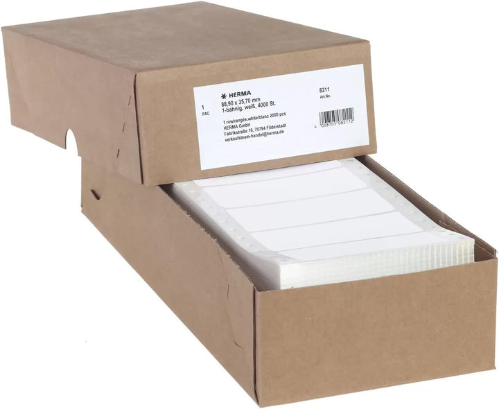 HERMA 8211 Computeretiketten endlos, 88,9 x 35,7 mm, 1-bahnig, 4000 Aufkleber, selbstklebend, Endlos