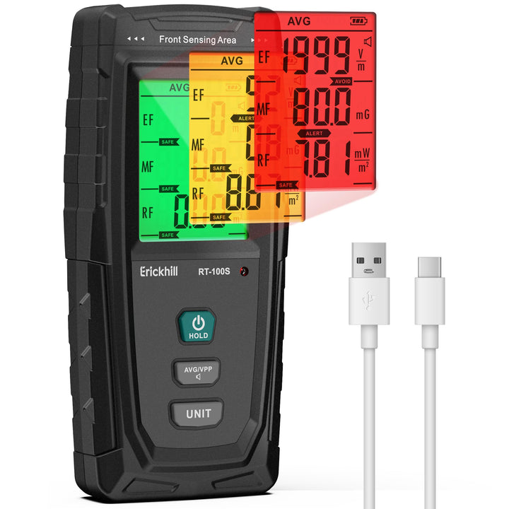 ERICKHILL EMF-Messgerät, digitaler Strahlungsdetektor für elektromagnetische Felder Handgehaltener L