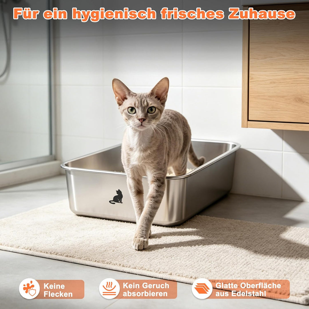 ZEDELMAIER Edelstahl Katzenklo mittelgross für Katzen | Ausgewogene Grösse | Alltagstaugliches Desig