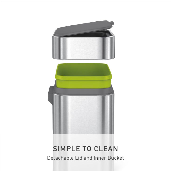 Simplehuman CW1645 4 Liter, Kompost-Caddy, Komposteimer für Küche mit Deckel, gebürsteter Stahl, 5 J