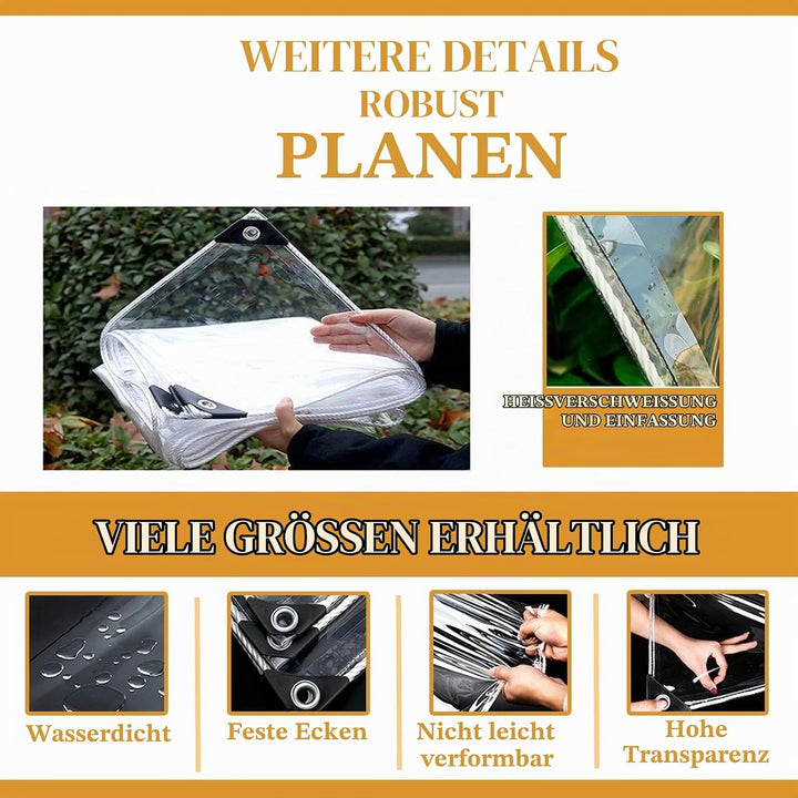 HIYOUGO Plane wasserdichte Transparente, PVC-Material Abdeckplane mit ösen, Vordächer Klare Kunststo