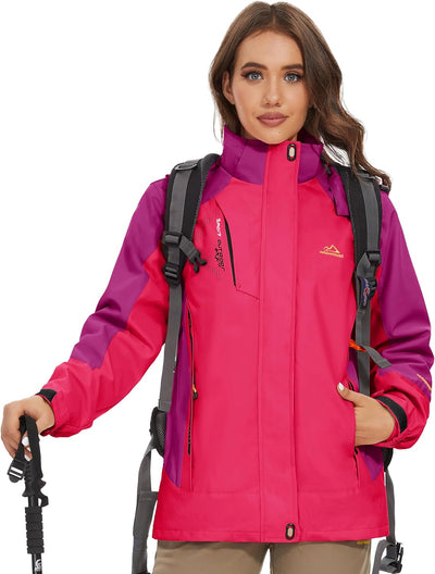 TACVASEN Damen 3 in 1 Skijacke Funktionsjacke Outdoor Warm Winter Übergangsjacke mit Fleecejacke Ros