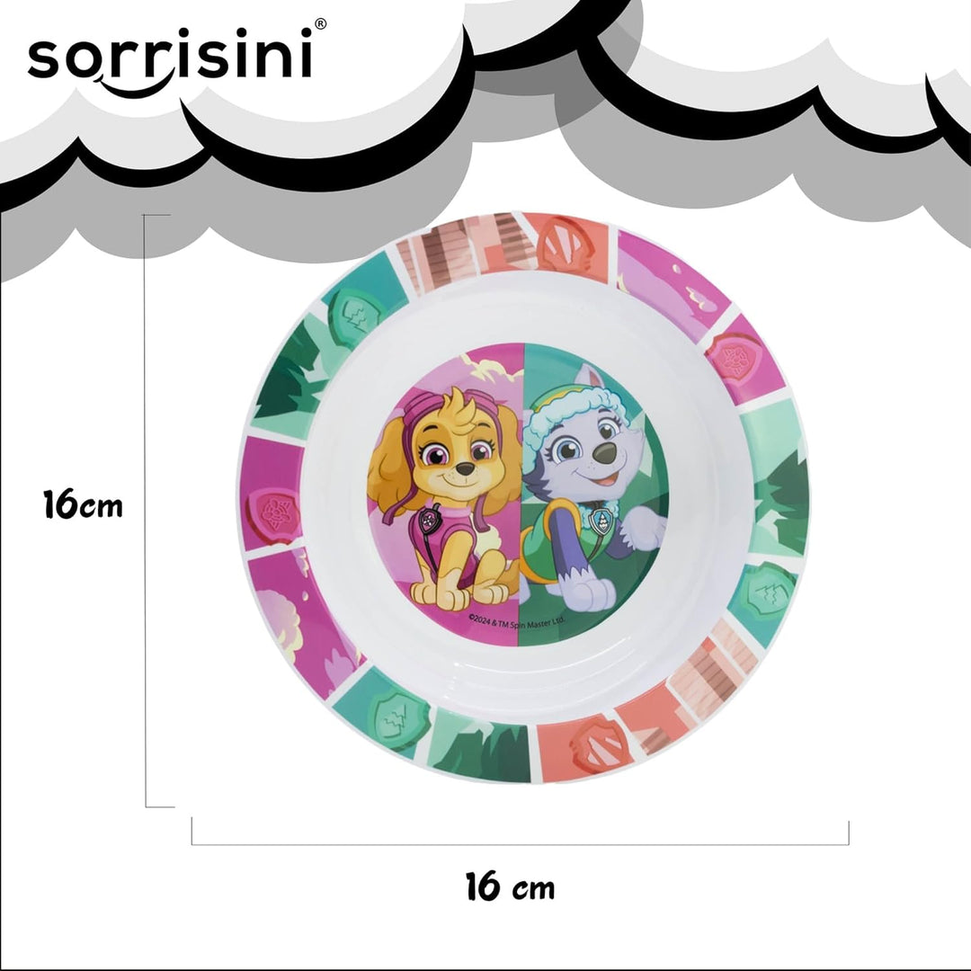 Sorrisini Kindergeschirr set Paw Patrol, Wiederverwendbares Babygeschirr Set, Kinder Essgeschirr, Mi