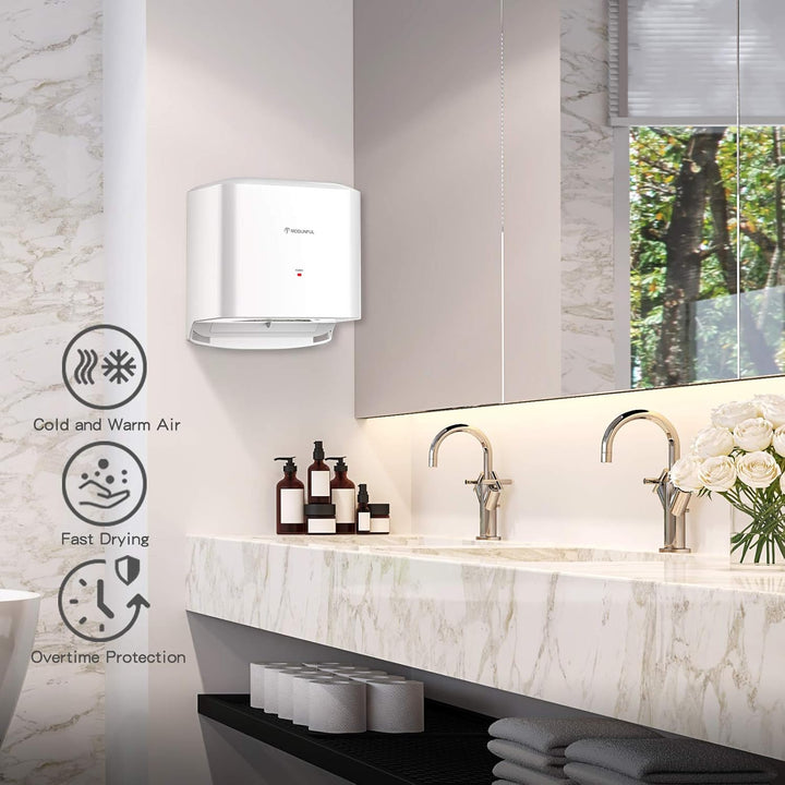modunful Kompakter Händetrockner für Toiletten, Gewerbe und Haushalt, Automatischer Elektrische Hand