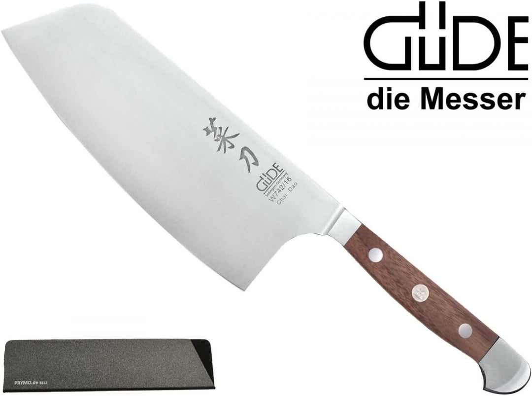 Güde Alpha Walnuss Messer Solingen Chai Dao 16cm + Prymo Klingenschutz China Messer Chai Dao 16cm 1)