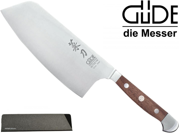 Güde Alpha Walnuss Messer Solingen Chai Dao 16cm + Prymo Klingenschutz China Messer Chai Dao 16cm 1)