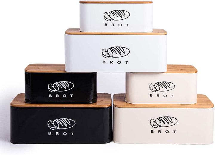 Theo&Cleo Brotkästen mit Deckel, 42 * 23 * 16cm, Deckel aus Ökologisches Bambus, Kann als Schneidebr