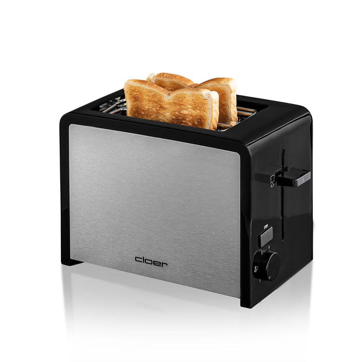 Cloer 3210 Toaster, 825 W, für 2 Toastscheiben, integrierter Brötchenaufsatz, Nachhebevorrichtung, K
