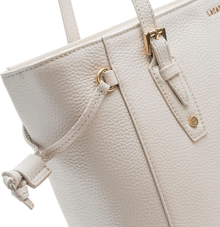 Lazarotti Bologna Leder Shopper Tasche Damen | Tote Bag mit seitlichen Kordelzügen | XL Schultertasc