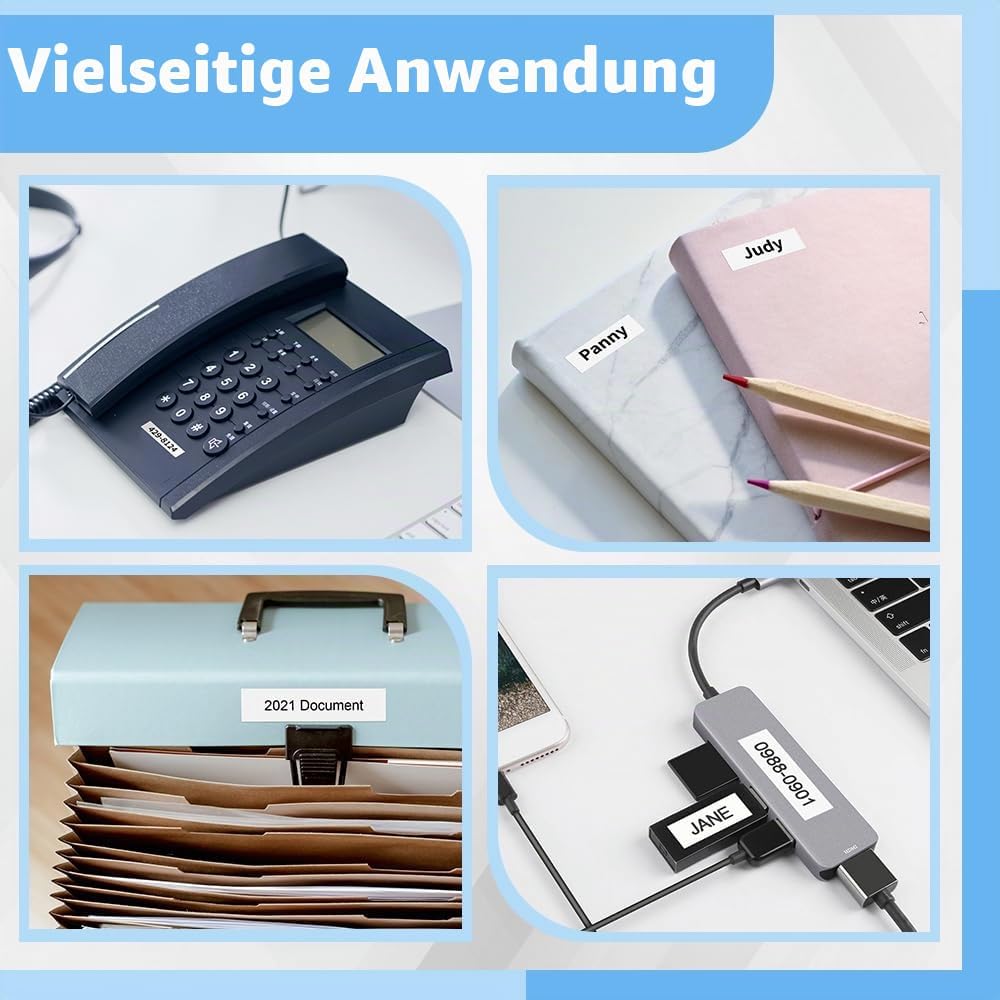 5x Wonfoucs Kompatible für Dymo Etikettenband LetraTag 12mm x 4m Plastik Weiss, für Dymo Letratag XR
