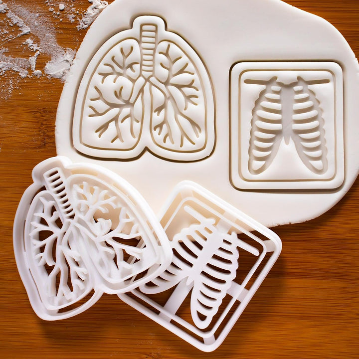 2er Set Atmungssystem Ausstechformen (Formen: Röntgenbild von Lunge und Brust), 2 Teile, Bakerlogy