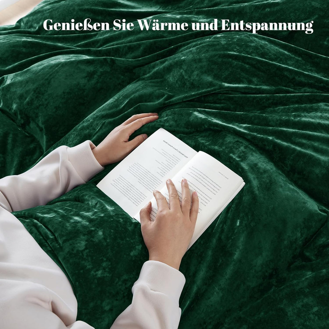 PHF P Velvet Duvet Cover Set Emerald Green S*2 DE Emerald Green 135 x 200 cm (X2), Emerald Green 135