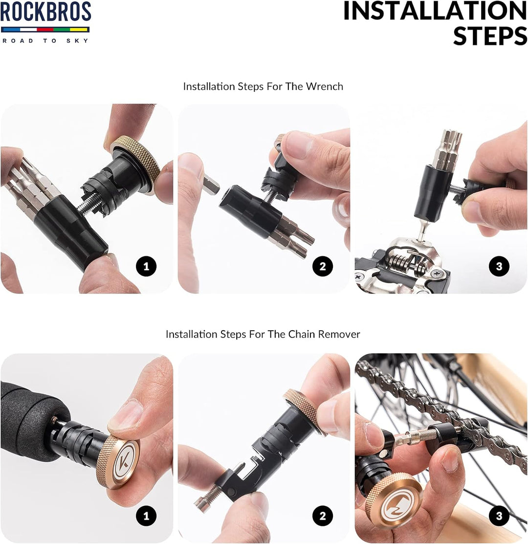 ROCKBROS Road-to-Sky Multifunktionswerkzeug Fahrrad Multitool 5 in 1 Reparatur Set Werkzeug als Lenk