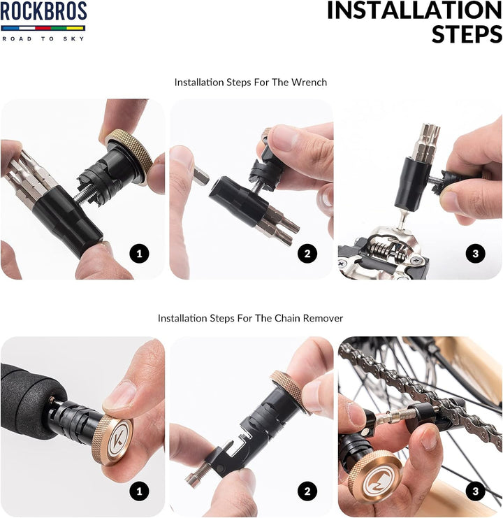 ROCKBROS Road-to-Sky Multifunktionswerkzeug Fahrrad Multitool 5 in 1 Reparatur Set Werkzeug als Lenk
