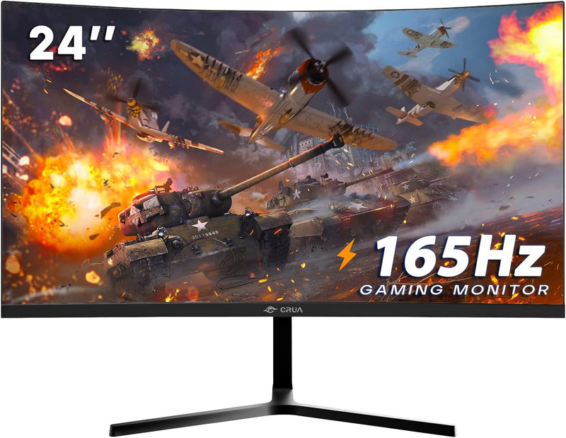 CRUA 24Zoll Curved Gaming-Monitor 144 Hz, 165 Hz 180HZ FHD 1080P PC-Monitor, Computerbildschirm unte