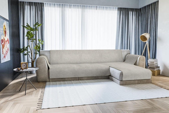 Komfort-Antigleiten-Sofa-Decke mit chaiselongue,290cm, beige 290 cm Beige, 290 cm Beige