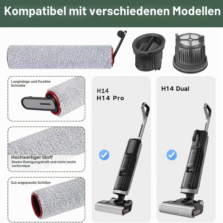 7 Stück Ersatzwalze Filter Set für Dreame H14 Pro H14 Dual H14 Nass- und Trockensauger H14 AE Ersatz