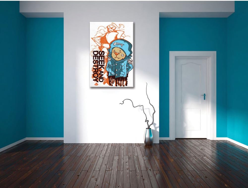 Pixxprint Seek and Destroy White Bild auf Leinwand, XXL riesige Bilder fertig gerahmt mit Keilrahmen