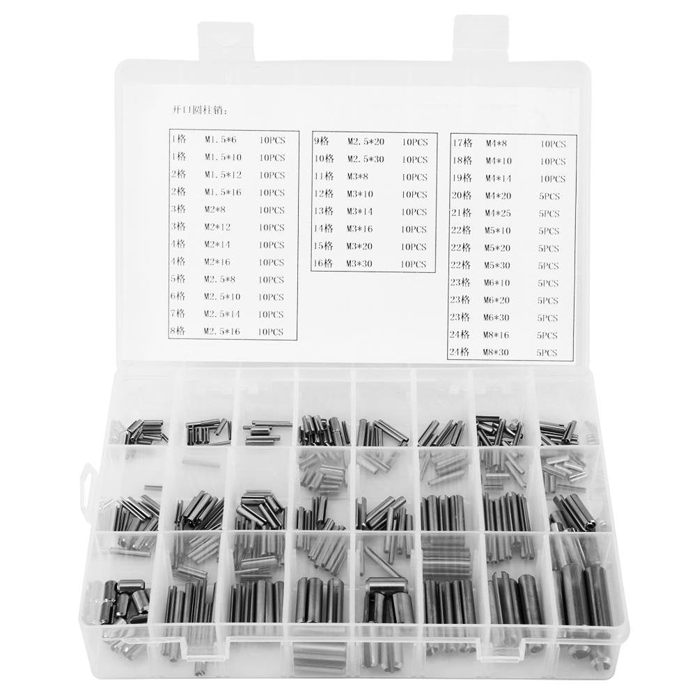 280pcs Spannstifte Federstift Hohlsplinte M1,5 M2 M2,5 M3 M4 M5 M6 M8 Edelstahl Feder Spannhülsen Se